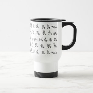 Caneca Térmica Alfabeto americano do linguagem gestual em preto e