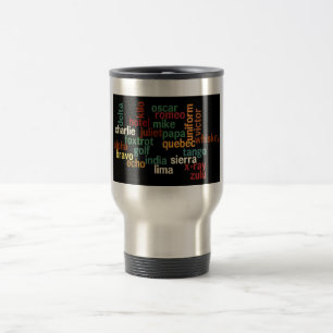 Caneca Térmica Alfabeto fonético de OTAN (fundo escuro)