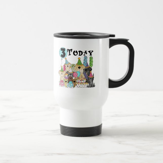 Caneca Térmica Alfinetes aniversário de 3 anos Bash Camisetas e p (Direita)