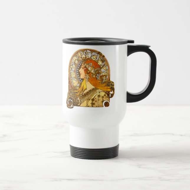 Caneca Térmica Alfonse Mucha Zodiac Art Nouveau Mulher (Direita)