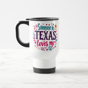 Caneca Térmica Alguém no Texas Me Ama - Arte Retro Hippie do Texa