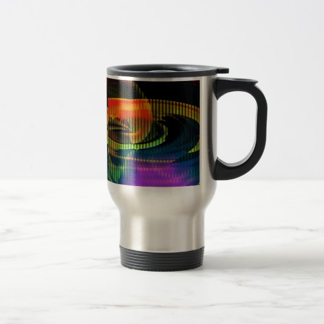 Caneca Térmica Alienígena Paisagem Arco-Íris Abstrato (Direita)