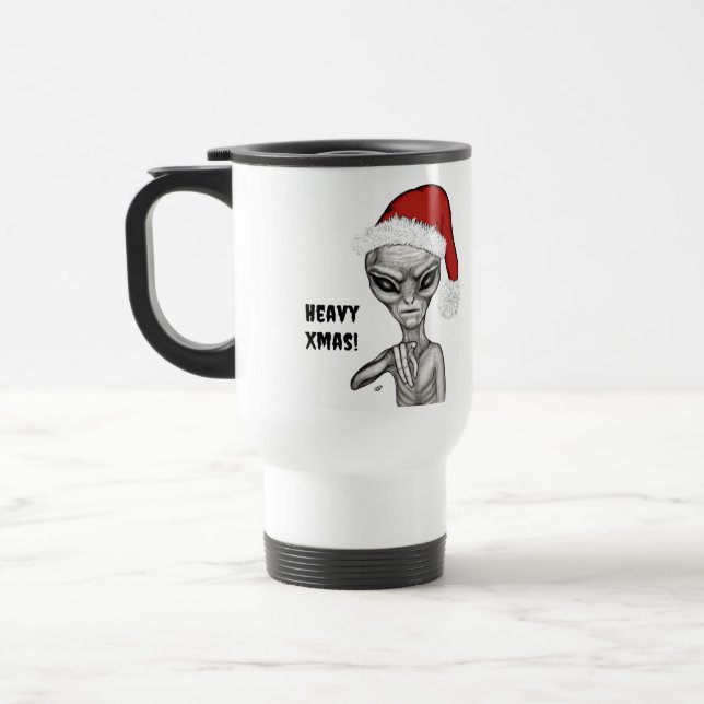 Caneca Térmica Alienígena ruim, Natal pesado! (Esquerda)