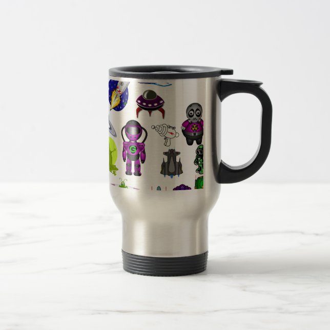 Caneca Térmica aliens de clipe de espaço artesanato (Direita)