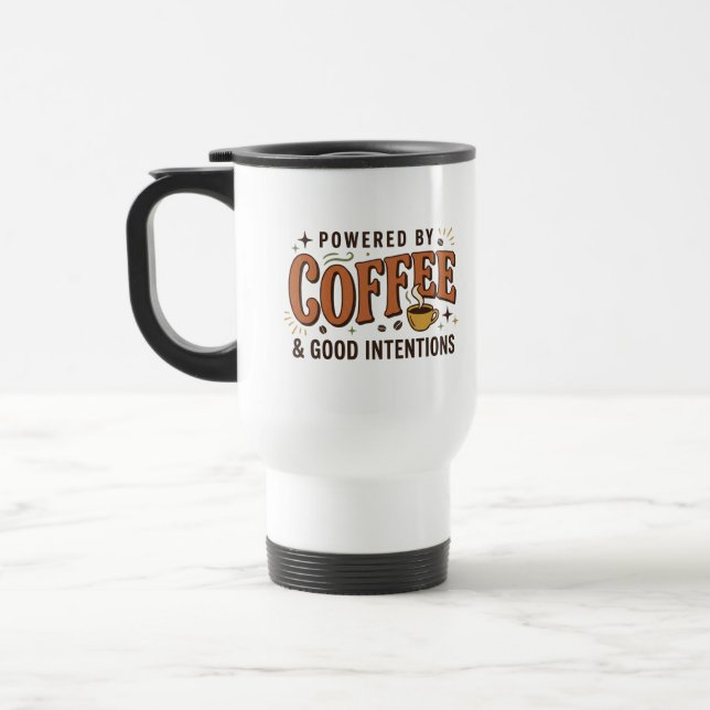 Caneca Térmica Alimentado Pelo Café Tipografia Retro 70 (Esquerda)