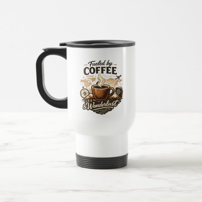 Caneca Térmica Alimentado por Café & Wanderlust (Esquerda)