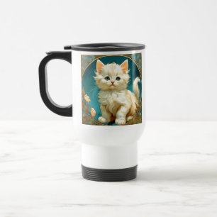 Caneca Térmica Alphonse Mucha Art Nouveau White Cat