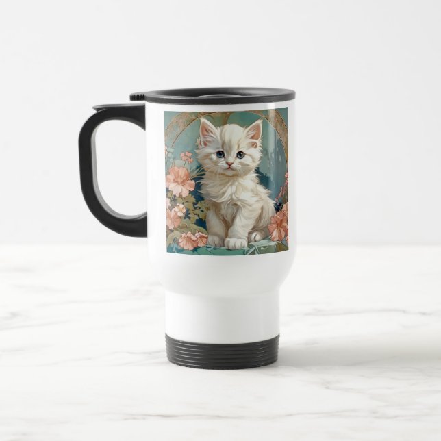Caneca Térmica Alphonse Mucha Style White Cat (Esquerda)