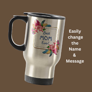 Caneca Térmica Alterar Texto Adicionar Nome Boho Flor Penas Melho