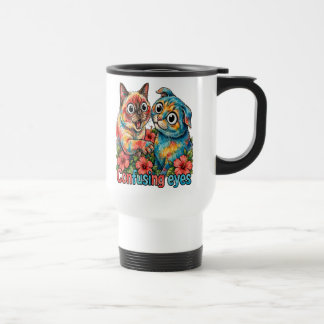 Caneca Térmica Amante de Gato Fofo Charme Siamês e Chartreux Engr