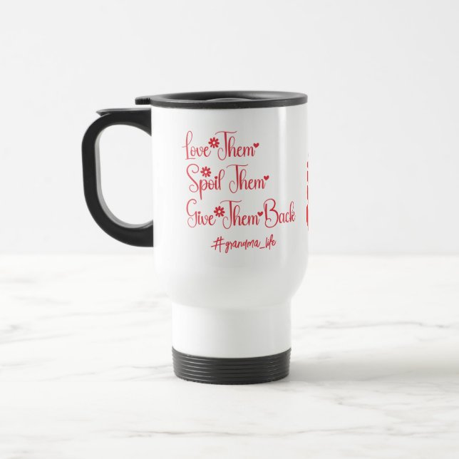 Caneca Térmica Ame-os, Mima-os, Devolva-os à Vovó, Engraçado (Esquerda)