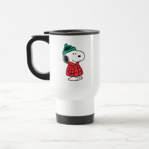 Caneca Térmica Amendoins Casaco de inverno e chapéu de Snoopy