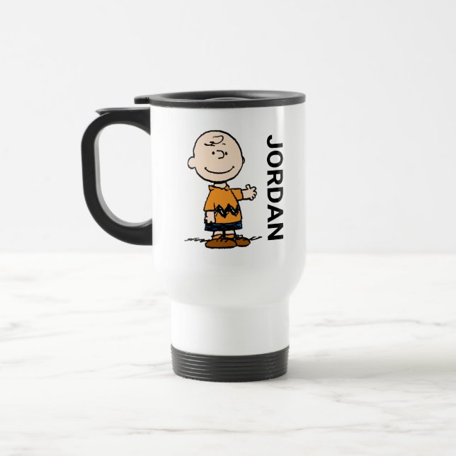 Caneca Térmica Amendoins | Charlie Brown | Adicione seu nome (Esquerda)