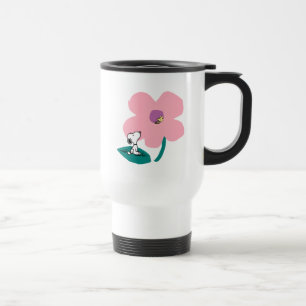 Caneca Térmica Amendoins   Ilustração da Flor Rosa-Rosa Natural