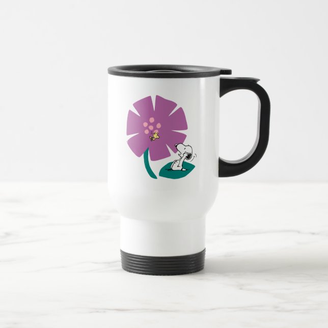 Caneca Térmica Amendoins | Ilustração da Natureza: Flor Roxo (Direita)
