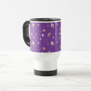 Caneca Térmica Amendoins Padrão cardíaco em púrpura de madeira