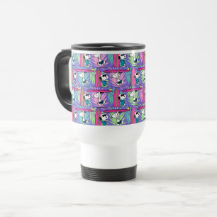 Caneca Térmica Amendoins Padrão de Surf Roxo de Snoopy