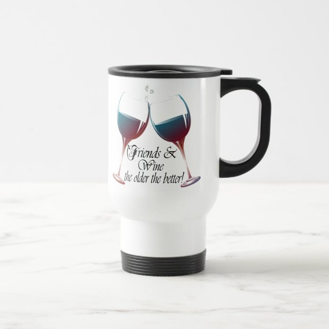 Caneca Térmica Amigos e vinho, mais velho os melhores, presentes (Direita)