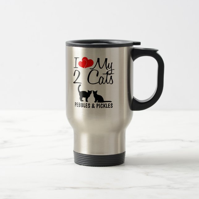 Caneca Térmica Amo Os Meus Dois Gatos (Direita)
