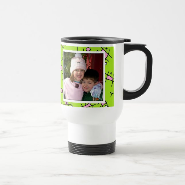 Caneca Térmica Amo-te Mãe, Foto Rosa e Verde Coffee Mug (Direita)