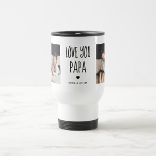 Caneca Térmica Amo-Te Papá   Texto manuscrito de duas fotos