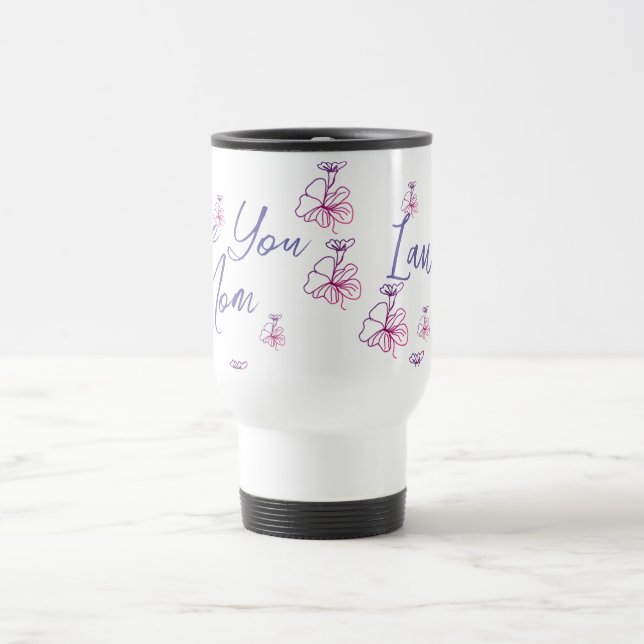 Caneca Térmica amo você mãe roxo flores malva nome simples (Centro)