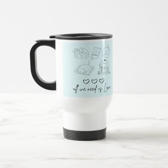 Caneca Térmica Amor bonito de kawaii (Esquerda)