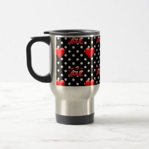 Caneca Térmica Amor Coração Bonito e Padrão de Bolinhas na moda