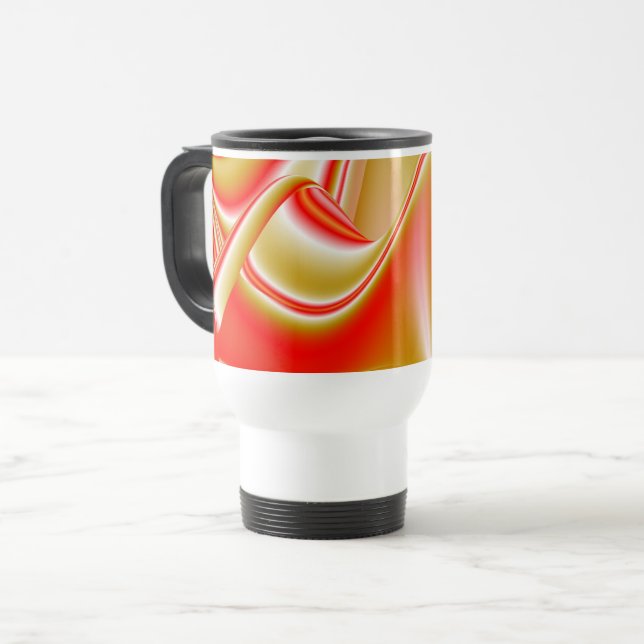 Caneca Térmica Amor e Abstrato 3D Rainbowart Dourado (Frente Esquerda)