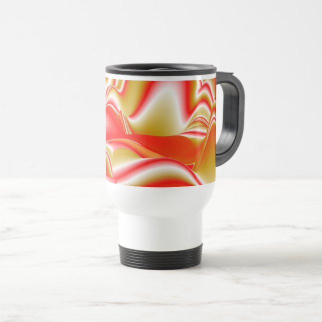 Caneca Térmica Amor e Abstrato 3D Rainbowart Dourado (Frente Esquerda)