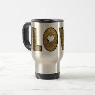 Caneca Térmica Amor Texto Dourado Palavra Decorativa Ouro Elegant