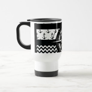 Caneca Térmica Âncora náutica Chevron e teste padrão do compas