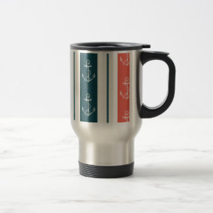 Caneca Térmica Âncora náutica de safra no padrão de tiras