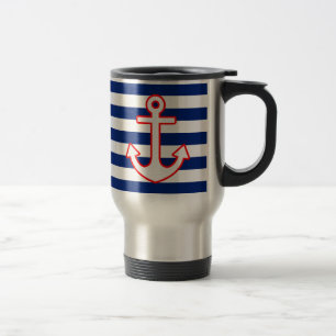 Caneca Térmica Âncora náutica do estilo em listras