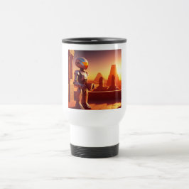 Caneca Térmica Android Bebendo Café Olhando Para as Pirâmides
