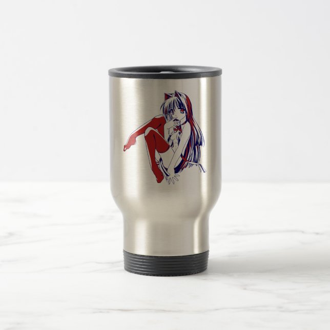 Caneca Térmica Anime Kawaii, Manga Americana Neko Catgirl (Centro)