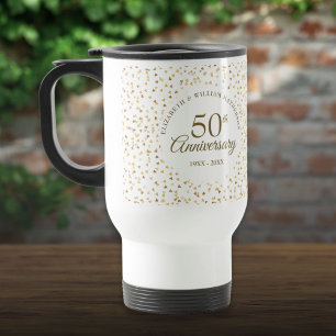 Caneca Térmica Aniversário de 50 anos de Casamento Corações de Am