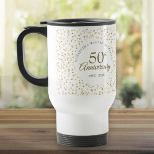 Caneca Térmica Aniversário de 50 anos de Casamento Corações Doura