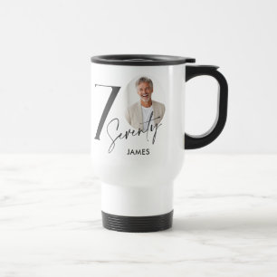 Caneca Térmica Aniversário de 70 anos Foto Personalizada Mileston
