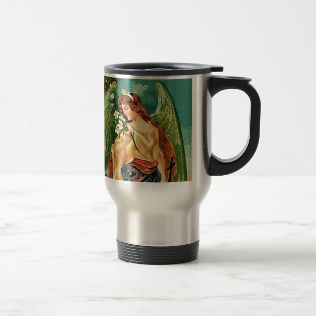 Caneca Térmica Anjo segurando um galho floral (Direita)