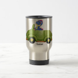 Caneca Térmica Antecedente de aniversário de um dinossauro engraç