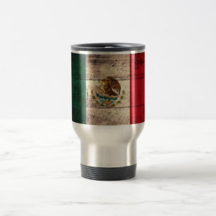 Caneca Térmica Antiga bandeira do México Wooden