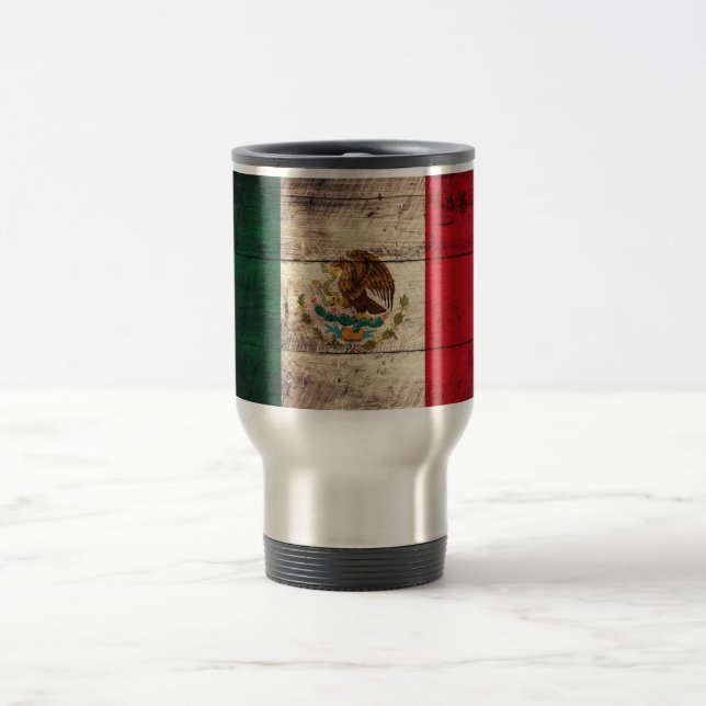 Caneca Térmica Antiga bandeira do México Wooden (Centro)