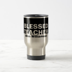 Caneca Térmica Apreciação personalizada do professor preto-branco