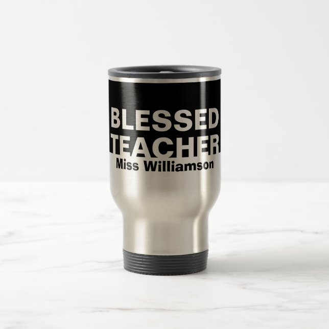 Caneca Térmica Apreciação personalizada do professor preto-branco (Centro)
