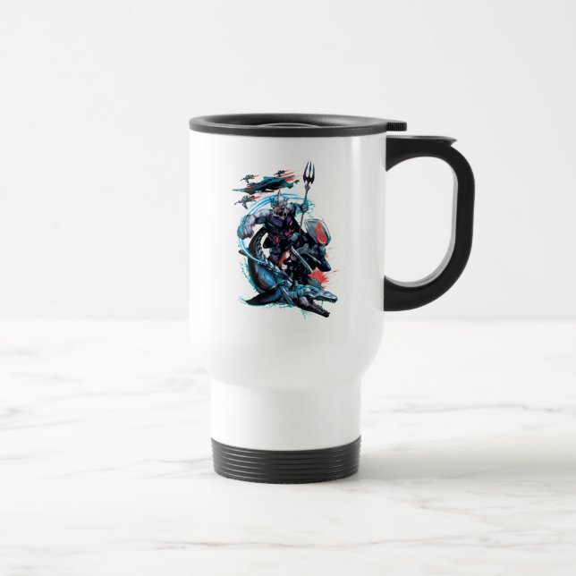 Caneca Térmica Aquaman | Orm, Manta Negra, Tylosaur & Navios (Direita)
