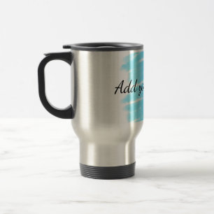 Caneca Térmica Aquarela azul adicionar nome texto mensagem aqui j
