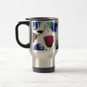 Caneca Térmica Aquarela Flores Azul Borgonha Verdura Pintura