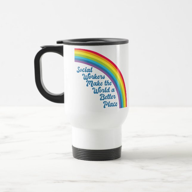 Caneca Térmica Arco-Íris de Trabalho Social Inspirador (Esquerda)