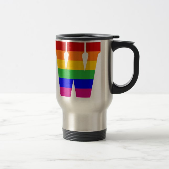 Caneca Térmica Arco-íris - Letra W, arco-íris - Letra W (Direita)
